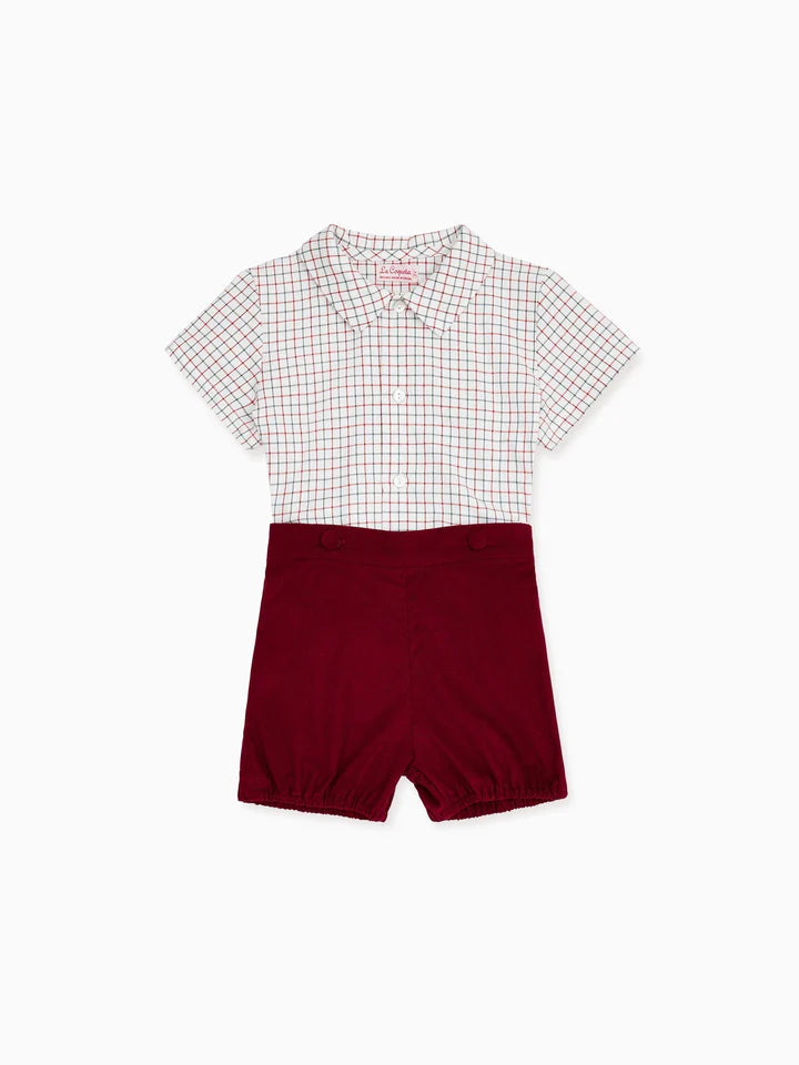 La Coqueta  Dark Red Batista Baby Boy Set 6M