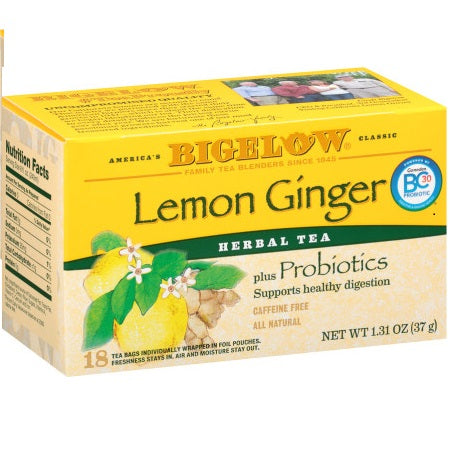 Bigelow Lemon Ginger Herbal Tea Plus Probiotics 18ct