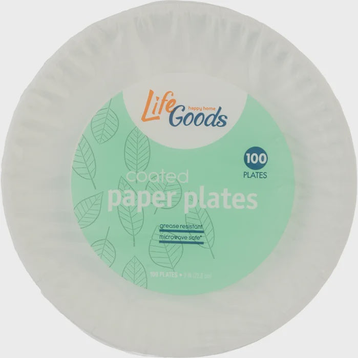 Life Goods Coated Paper Plates 100 ct