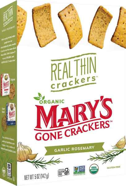 Real Thin Organic Mary's Gone Crackers Garlic Rosemary 5oz