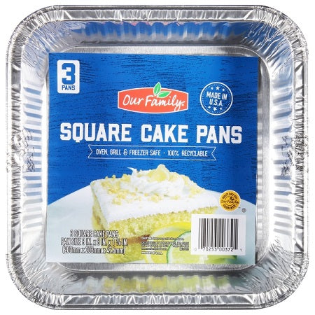 Premier Foil Square Cake Pan w/Lid 2ct