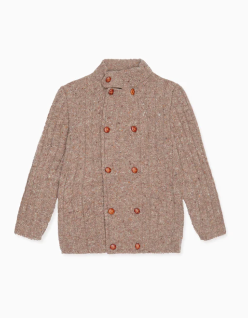 La Coqueta Brown Bolo Merino Boy Cardigan 9Y