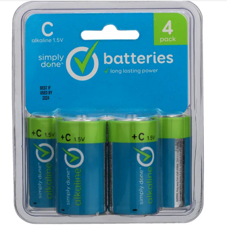 Simply Done C Alkaline Batteries 4ct