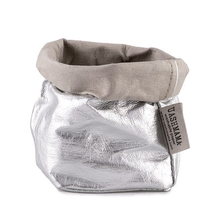 UASHMAMA Metallic Bag Silver Grey Piccolo