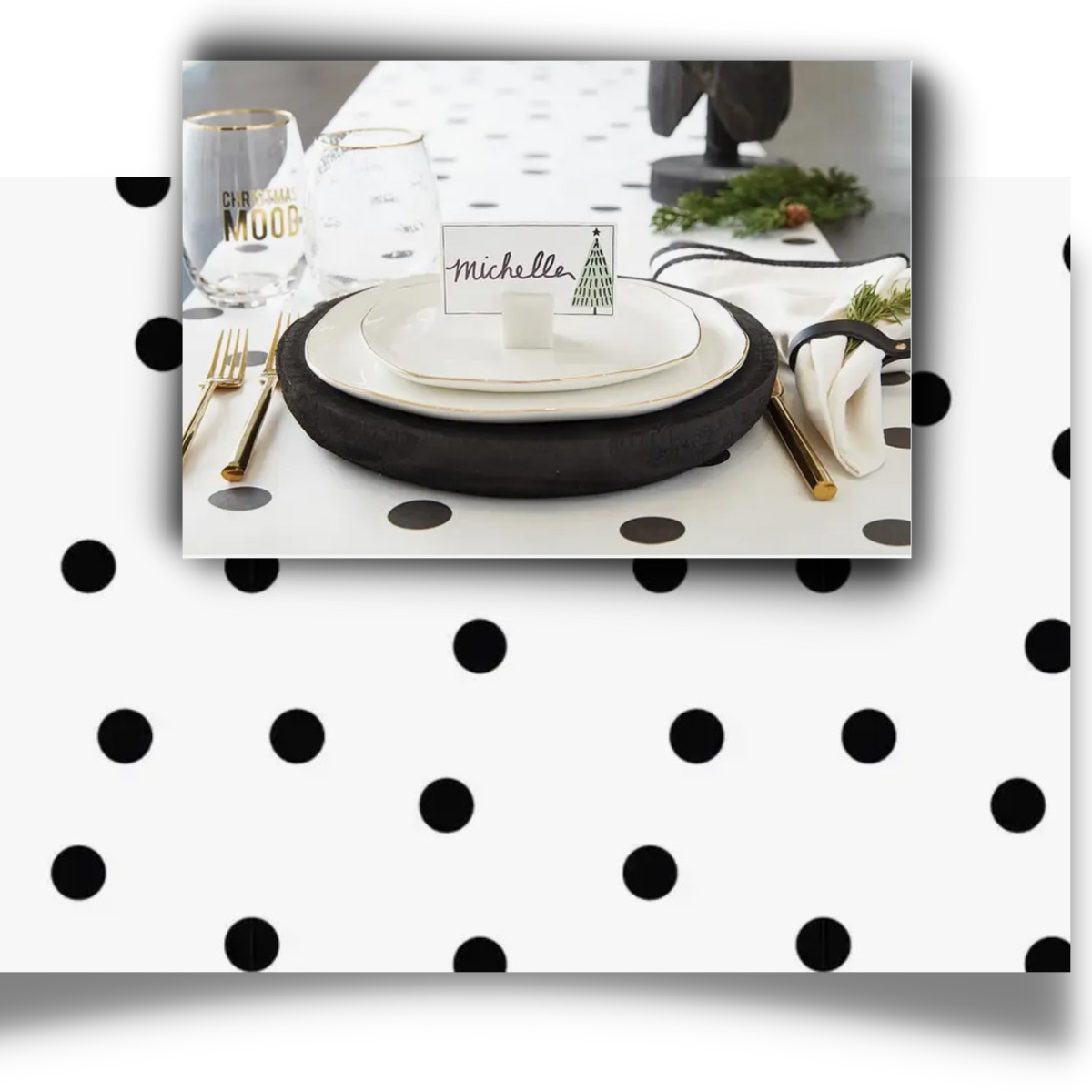 Black Polka Dot Table Runner