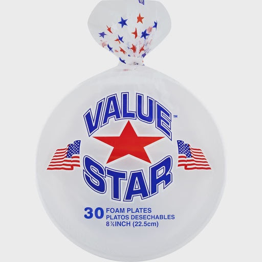 Value Star Foam Plates 9" 30ct