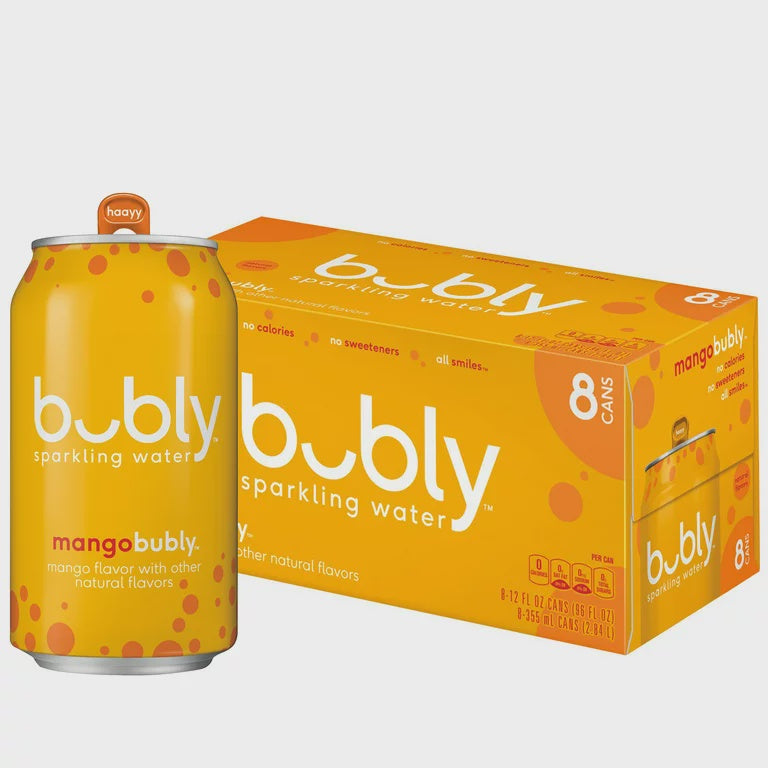 Bubly Sparkling Water Mango 12oz Can 8pk