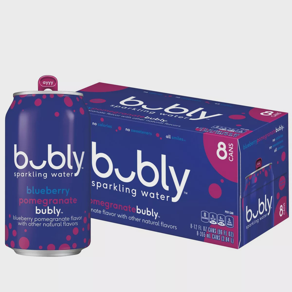 Bubly Blueberry Pomegranate Sparkling Water 8pk