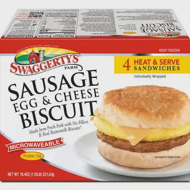 Swaggertys Sausage Egg & Cheese Biscuit 4 pack