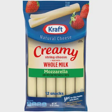 Kraft String Cheese Whole Milk Mozzarella 12 oz