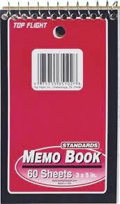 Top Flight Memo Book Top Bind 3x5