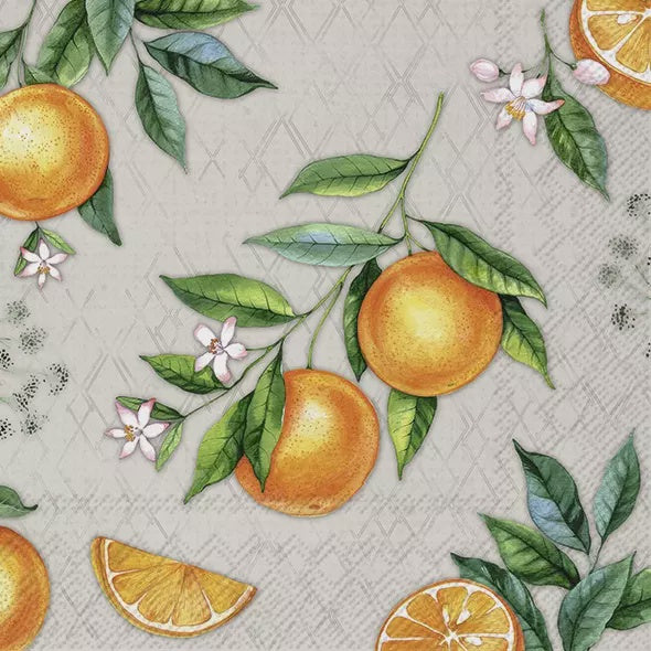 Napkins 33x33 cm - ORANGE grey