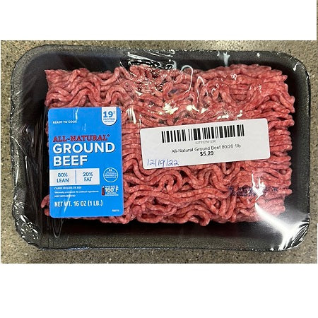 All-Natural Ground Beef 80/20 1lb