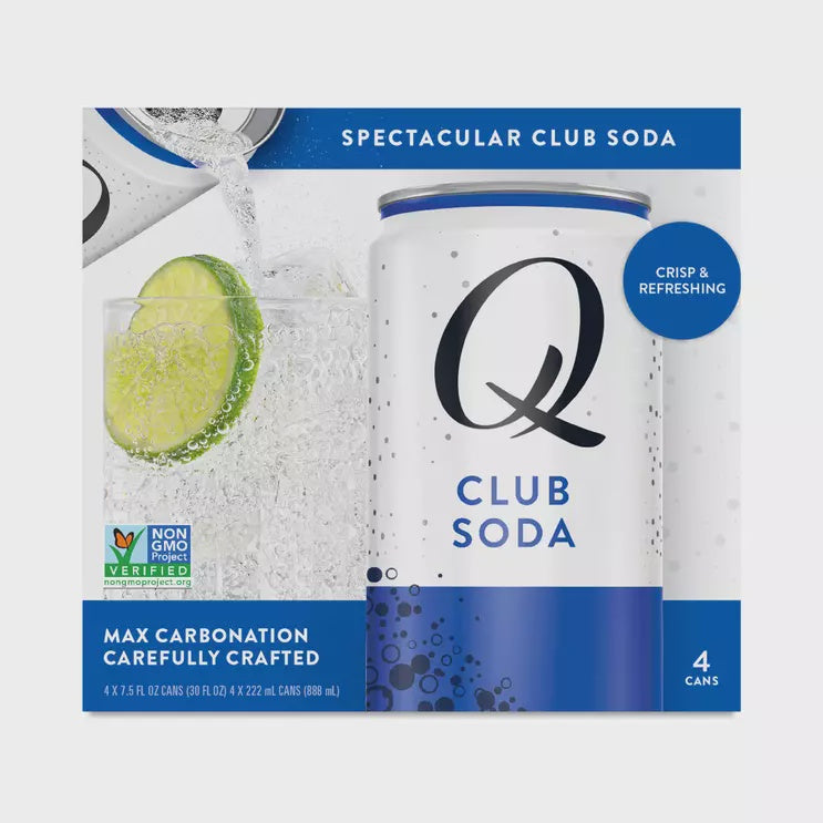 Q Mixers Club Soda 4 x 7.5oz Cans